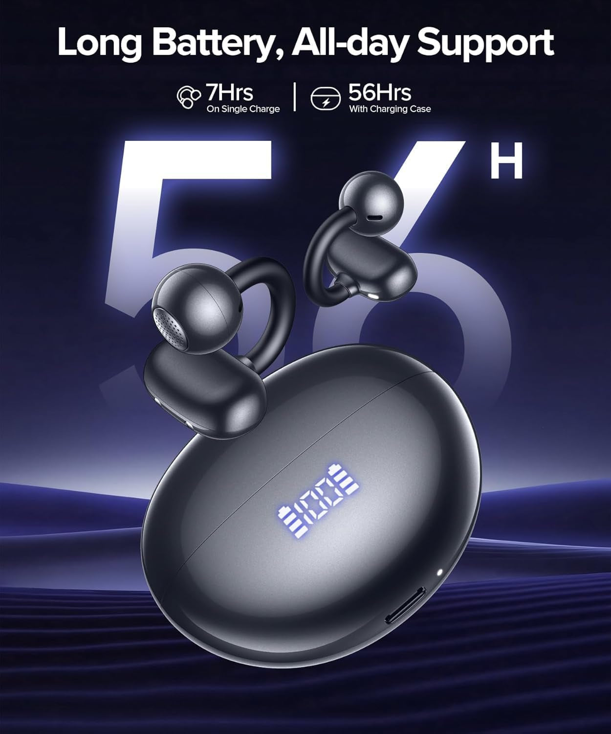 Hybrid Active Noise Cancelling Earbuds Ear Buds Wireless Earbuds with AI Translation Real Time Bluetooth Headphones 56H Playback Hi-Res Stereo Open Ear Buds & Charging Case for Sports Workout Travel