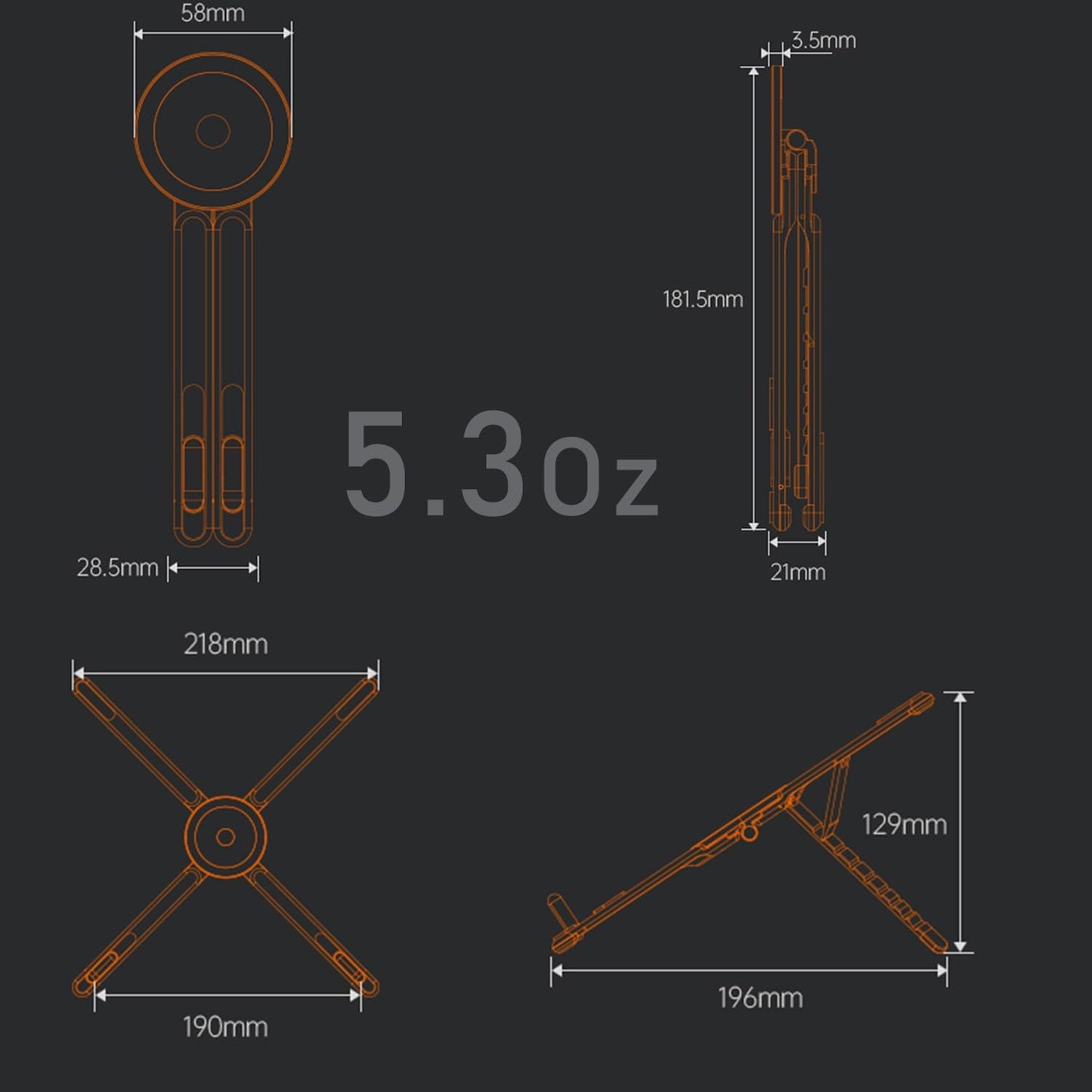 4-In-1 Foldable Laptop Stand, Portable Magnetic Phone Holder | N55 Magnets Magsafe Compatible, Pocket-Sized Tripod Handle for Macbook, Ipad, Travel & Vlog, Adjustable Ergonomic View Mount