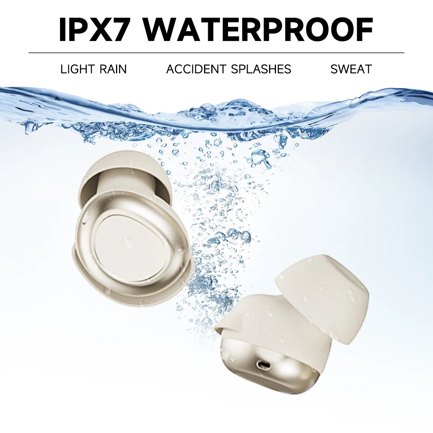 Sleep Earbuds, Bluetooth 5.4 Headphones, Ultra-Mini Wireless Earbuds for Side Sleepers, Hi-Fi Stereo 3D Bass Noise Cancelling Wireless Headphones, 53H Playtime with IP7 Waterproof LED Ear Buds, USB C