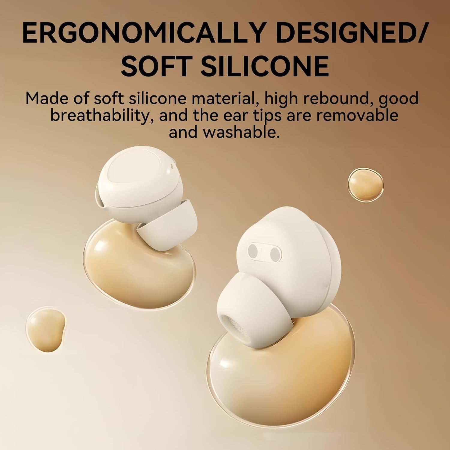 Sleep Earbuds, Sleep Headphones for Side Sleepers, Mini Bluetooth 5.4 Wireless Earbuds, Ultra-Soft Silicone Invisible Earphones for Sleeping, Noise Cancelling Earbuds with Long Battery Life (White)