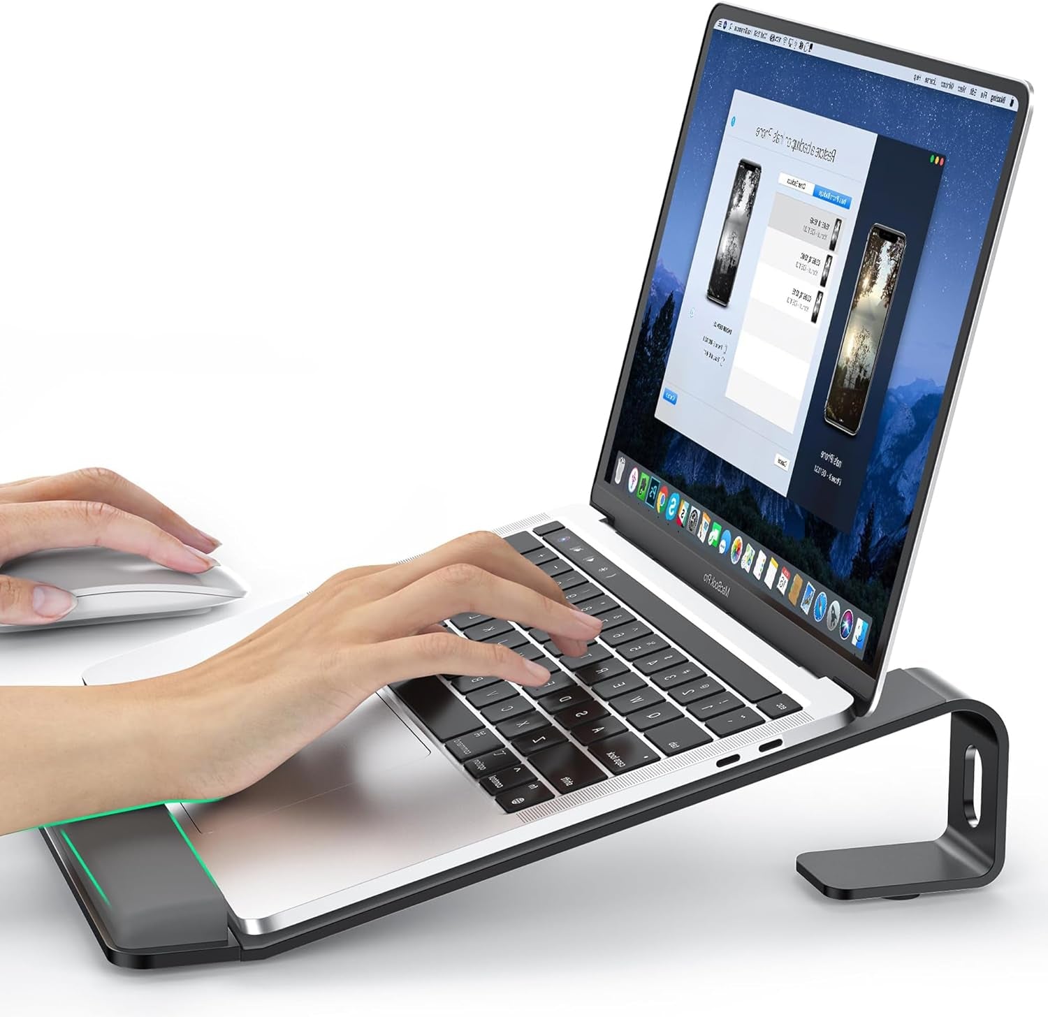 Laptop Stand for Desk, Aluminum Laptop Riser Holder with Wrist Support | Removable Notebook Stand Ventilated Cooling Computer Riser Ergonomic Lectern Mount Compatible with 10-17” Laptops