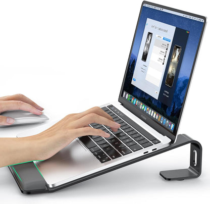 Laptop Stand for Desk, Aluminum Laptop Riser Holder with Wrist Support | Removable Notebook Stand Ventilated Cooling Computer Riser Ergonomic Lectern Mount Compatible with 10-17” Laptops