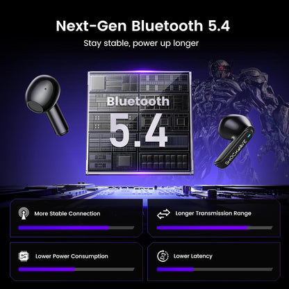 Transformers Megatron Official Bluetooth 5.4 Headphones, Wireless Earbuds with ENC Noise Cancelling Mic | Durable Alloy Earbud Case | Immersive Soundfor Gaming & Commute | Black