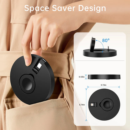 2 in 1 Wireless Charger,Travel Wireless Folding Charging Station,Compatible for Apple Watch Series 9/8/7/6/5/4/3/2/Ultra/Ultra 2, Airpods Pro 1/2/3/Pro, Travel Charger for Multple Devices