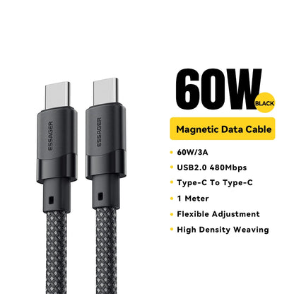 USB C to C 100W Magnetic Fast Charger Cable for Iphone 15 65W Type C to C Data Charging Wire for Laptop Samsung