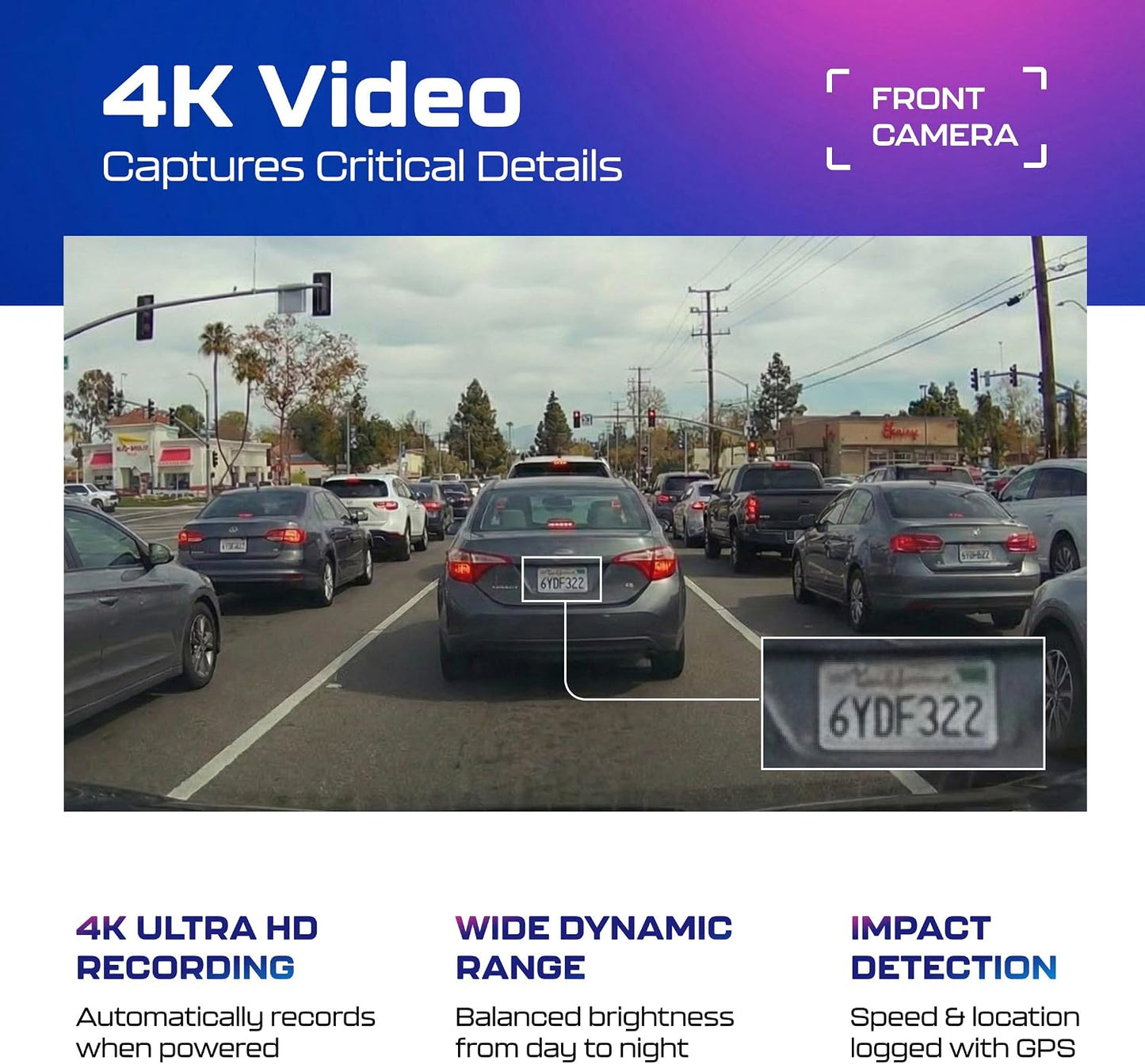 M550 Pro 2CH Dash Cam 4K with 3.19'' Screen IR Night Vision 24H Parking Mode - Dual-Channel Dash Cam with 3.19-Inch IPS Screen - Integrated GPS - Built-In 5G Wifi - 24H Parking Monitor