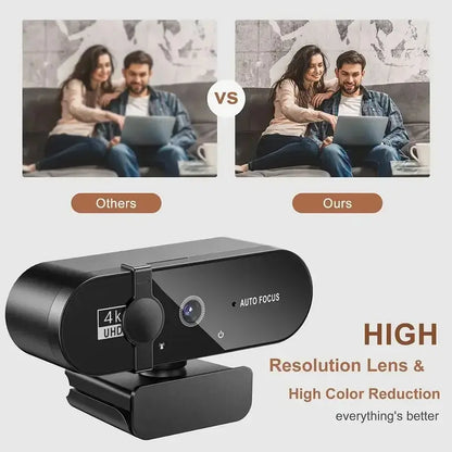 4K Webcam (Choose 1080P/4K) – Noise-Canceling Mics, Wide-Angle Lens, Privacy Cover, Autofocus USB Camera for Pc/Laptop Gaming, Streaming, Zoom/Skype, HDR, Low-Light Correction, Plug & Play, USB Computer Webcam, Live Streaming Gadget, Gaming Items