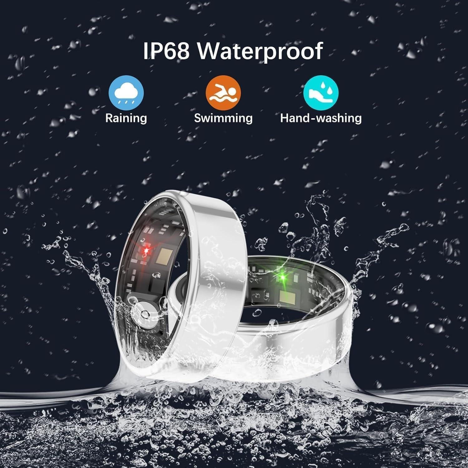 Smart Rings for Women Men, Fitness Ring with Heart Rate, Blood Oxygen, HRV, Stress, Sleep Tracker, Step Tracker, No Subscription Fee, Lp68 Waterproof Smart Ring for Iphone & Android (Silver 13#)