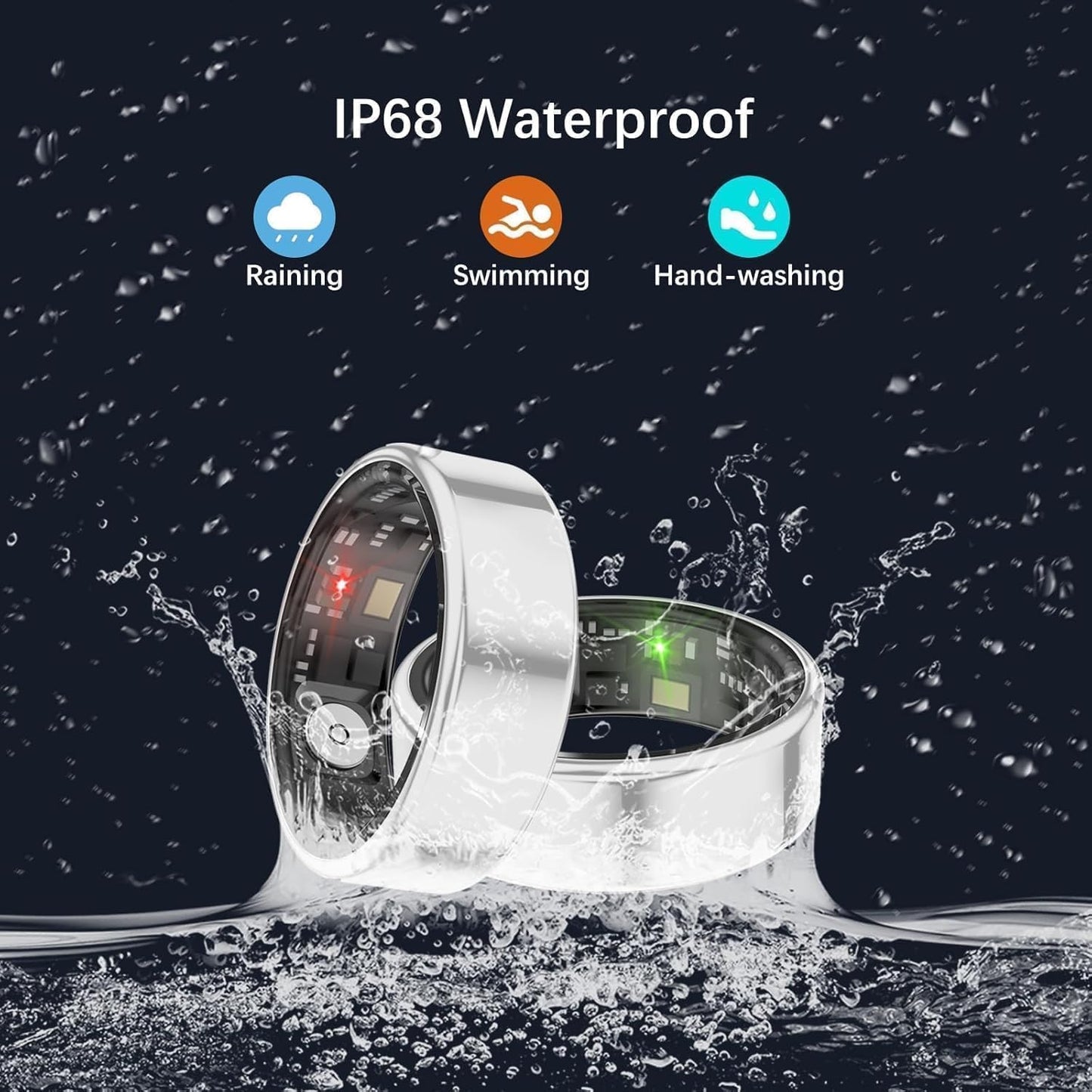 Smart Rings for Women Men, Fitness Ring with Heart Rate, Blood Oxygen, HRV, Stress, Sleep Tracker, Step Tracker, No Subscription Fee, Lp68 Waterproof Smart Ring for Iphone & Android (Silver, 9#)