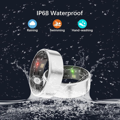 Smart Rings for Women Men, Fitness Ring with Heart Rate, Blood Oxygen, HRV, Stress, Sleep Tracker, Step Tracker, No Subscription Fee, Lp68 Waterproof Smart Ring for Iphone & Android (Silver, 9#)