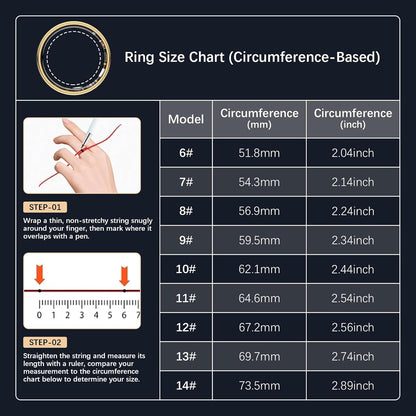 Smart Rings for Women Men, Fitness Ring with Heart Rate, Blood Oxygen, HRV, Stress, Sleep Tracker, Step Tracker, No Subscription Fee, Lp68 Waterproof Smart Ring for Iphone & Android (Gold 9#