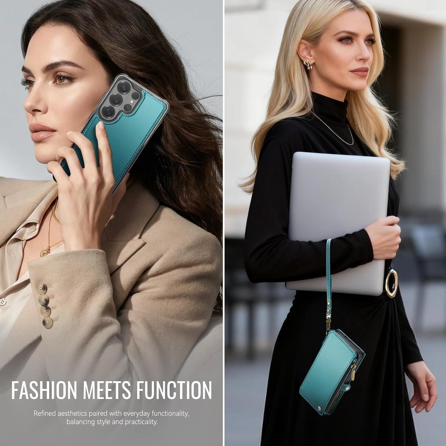 For Galaxy S26 Ultra - Phone Case Wallet Magnetic, Turquoise | Detached for Magsafe, RFID Blocking Card Holder, Zipper, Wrist Strap, for Women Men, PU Leather, for Samsung Galaxy S26 Ultra