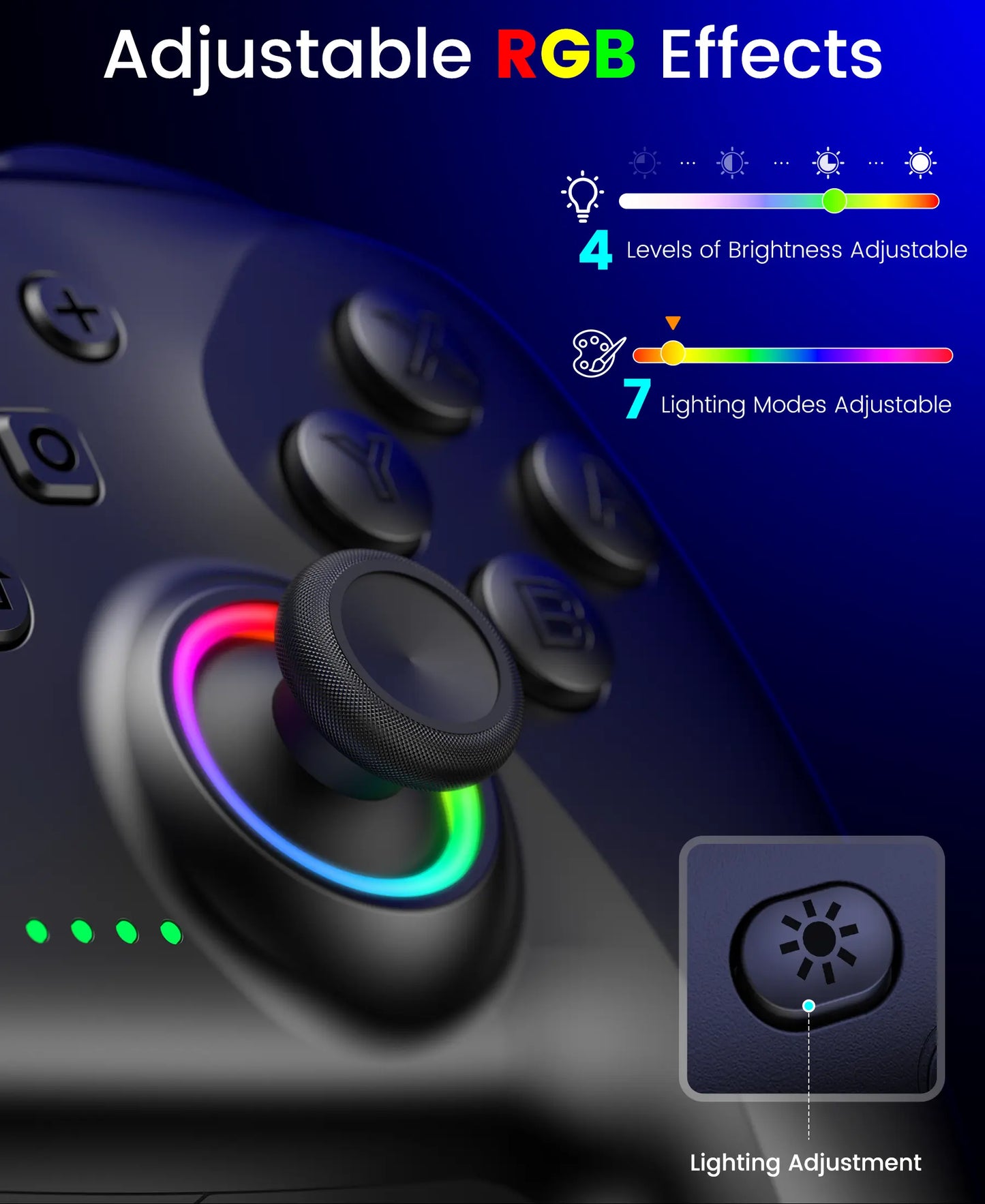 ESYWEN Switch 2 Pro Controller, 1000Mah Battery, Wireless Bluetooth Controller with Hall Effect Joysticks & Triggers, for Switch2/Switch/Switch Oled/Switch Lite, with 7 Light Modes/Paddle/Turbo/Motion/Charging Dock