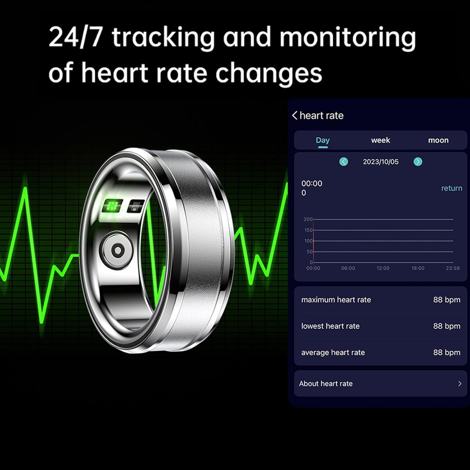 Smart Rings for Men & Women, NFC Fitness Ring with Sleep Body Temperature Monitoring Step Counter Function, IP68 Electronic Gadgets for Video Scrolling Page Flipping (23)