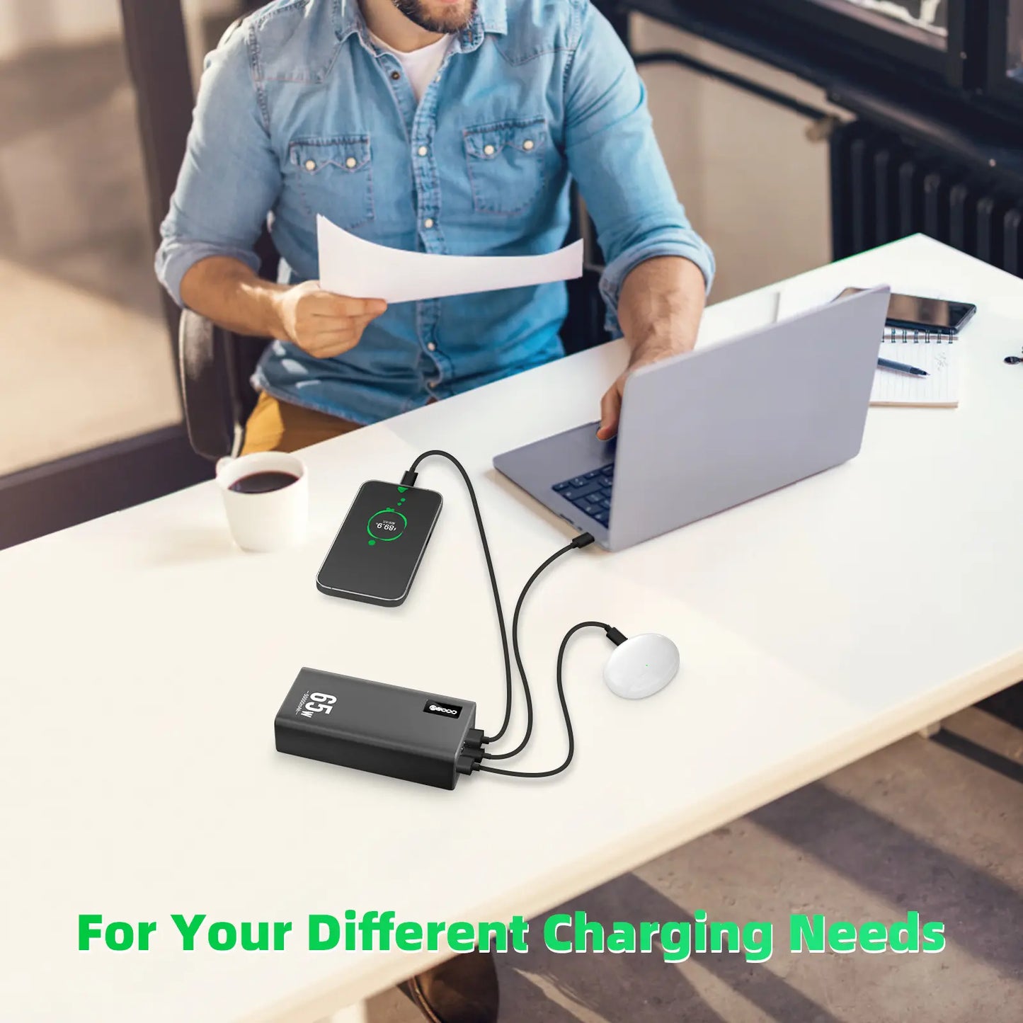50000Mah Power Bank 65W, Portable Charger,External Battery Pack for Outdoor Camping, Home & Office. Emergency Back-Up Power for Smartphones, Tablets and Laptop