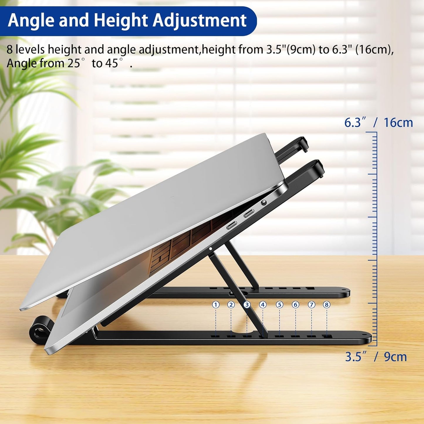 LS01 Pro Ergonomic Laptop Stand, Plastic Laptop Riser, Portable and Adjustable Notebook Computer Holder Compatible with 10-14" Laptops (Black)