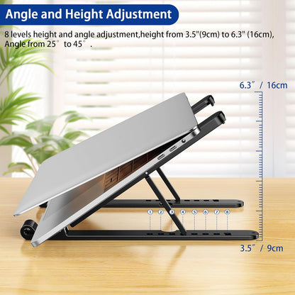 LS01 Pro Ergonomic Laptop Stand, Plastic Laptop Riser, Portable and Adjustable Notebook Computer Holder Compatible with 10-14" Laptops (Black)