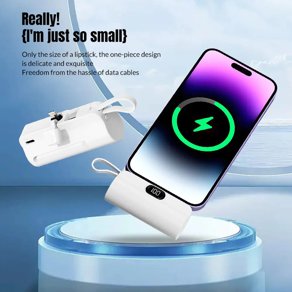 5000Mah Mini Portable Charger – USB-C & Lightning Fast Charging Power Bank with LCD Display, Compact Battery Pack for Phones