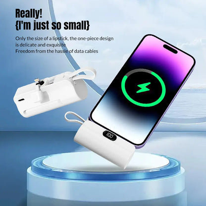 5000Mah Mini Portable Charger – USB-C & Lightning Fast Charging Power Bank with LCD Display, Compact Battery Pack for Phones