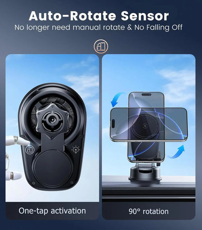 Car-Mounted Rotatable Charging Stand with Air Cooling System, 15W Fast Wireless Car Charger, Suitable for Iphone 17 16 15 14 13 Pro Max plus Mini, Air Vent Car Phone Holder Charger