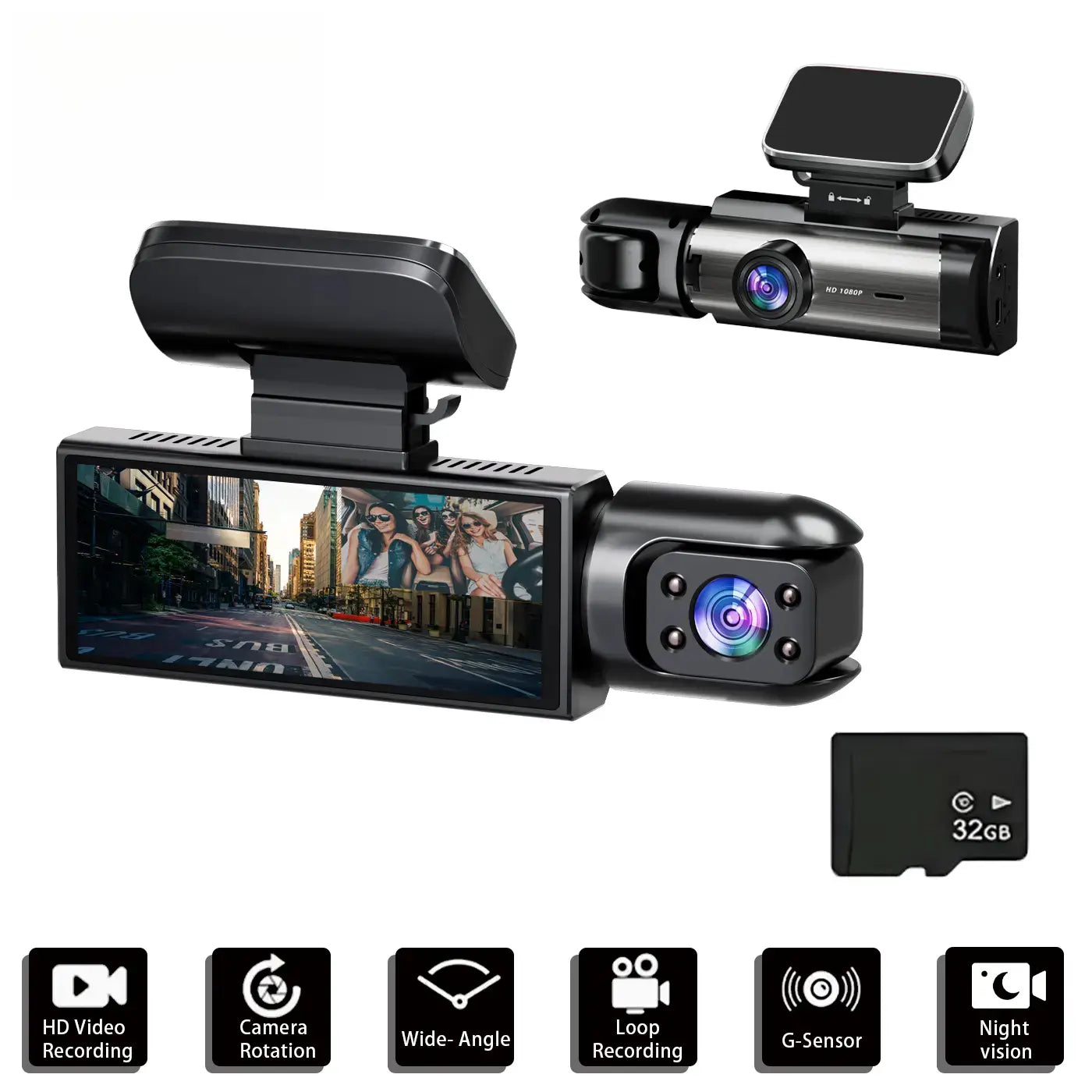 Full HD 1080P Dual Camera Dash Cam 3.16 Inch IPS Screen Car Driving Recorder with IR Night Vision G Sensor Loop Recording Parking Monitor Wide Angle Lens Accident Evidence Car Camera 4K Dashcam for Safety 24 Hour Parking Mode Car Accessories Electronics C