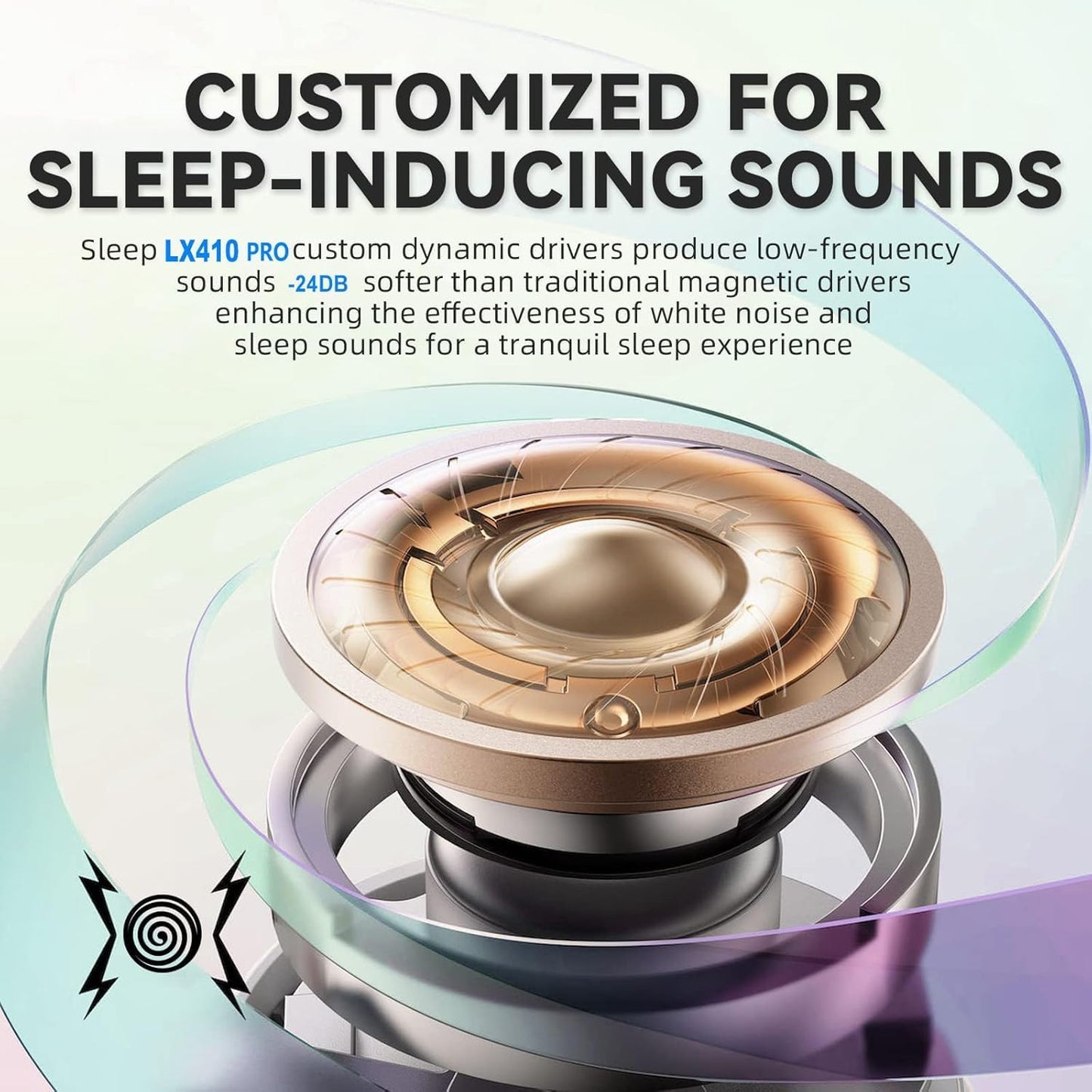Sleep Earbuds for Side Sleepers, Wireless Noise Cancelling Sleep Headphones with Sleep Mode, LED Power Display, Comfort Fit for Sleeping, Working, Hiking (Deep Black)