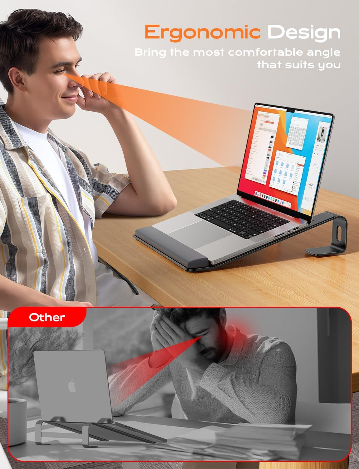 Laptop Stand for Desk, Aluminum Laptop Riser Holder with Wrist Support | Removable Notebook Stand Ventilated Cooling Computer Riser Ergonomic Lectern Mount Compatible with 10-17” Laptops
