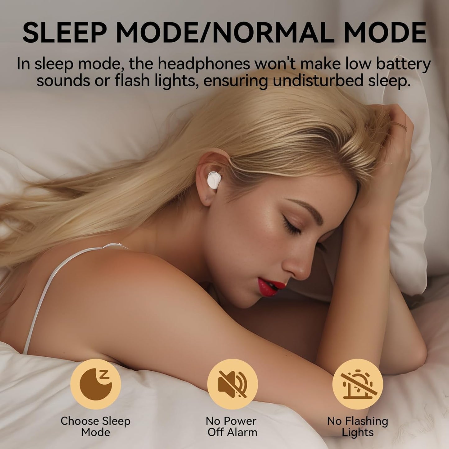 Sleep Earbuds, Sleep Headphones for Side Sleepers, Mini Bluetooth 5.4 Wireless Earbuds, Ultra-Soft Silicone Invisible Earphones for Sleeping, Noise Cancelling Earbuds with Long Battery Life (White)