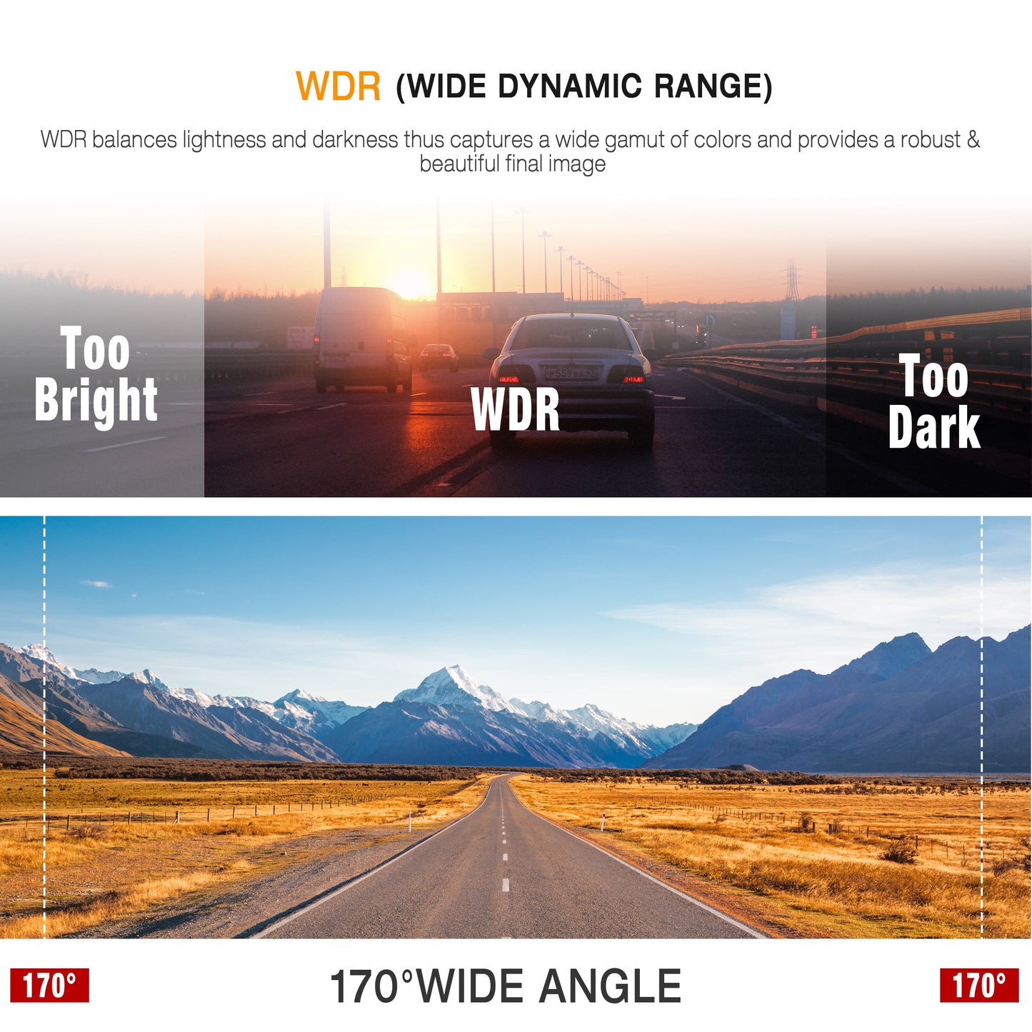 Dash Cam, 4K UHD Front Dash Camera，3'' Car Camera with 170° Wide Angle, WDR, G-Sensor, Parking Mode