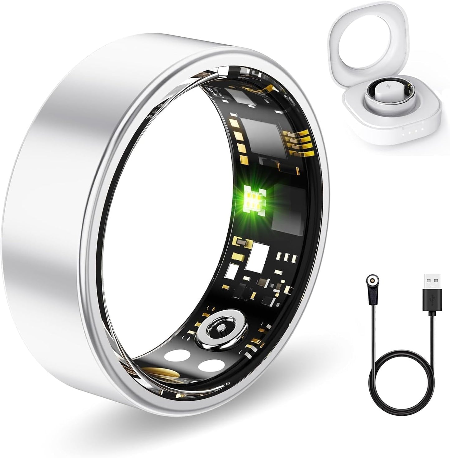 Smart Rings for Women Men, Fitness Ring with Heart Rate, Blood Oxygen, HRV, Stress, Sleep Tracker, Step Tracker, No Subscription Fee, Lp68 Waterproof Smart Ring for Iphone & Android (Silver, 9#)