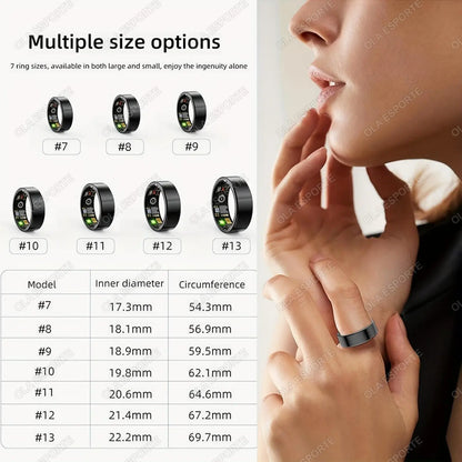 Men Women Smart Health Ring, IP68 Waterproof Heart Rate Blood Pressure Sleep Tracker