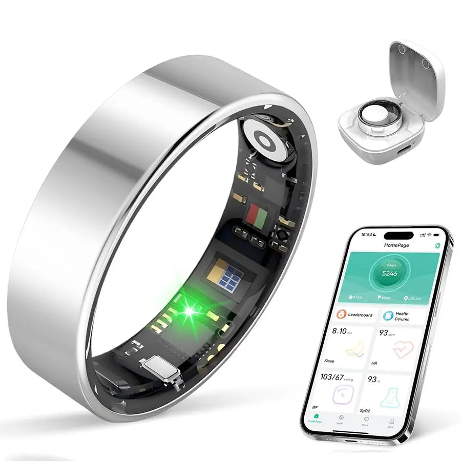 Smart Ring with Ultra-Narrow Bezel Design, Stylish Waterproof Wearable, 24/7 Health Monitoring, Heart Rate, Sleep and Activity Tracking, Multiple Sizes Available