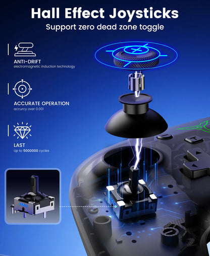 ESYWEN Switch 2 Pro Controller, 1000Mah Battery, Wireless Bluetooth Controller with Hall Effect Joysticks & Triggers, for Switch2/Switch/Switch Oled/Switch Lite, with 7 Light Modes/Paddle/Turbo/Motion/Charging Dock