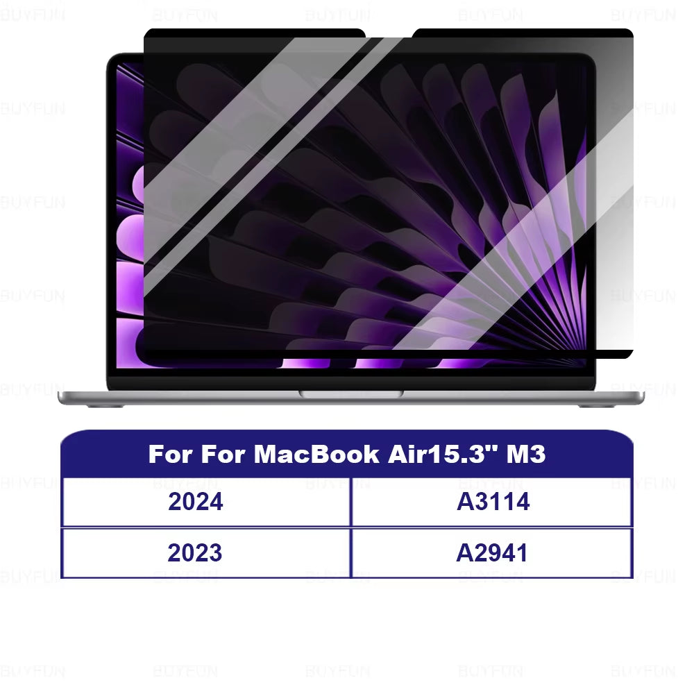 M1 M2 M3 Removable Magnetic Privacy Screen Protector for Macbook Pro Air 13 13.6 14 15.3 16.2 Inch Anti-Spy/Peep Laptop Filter