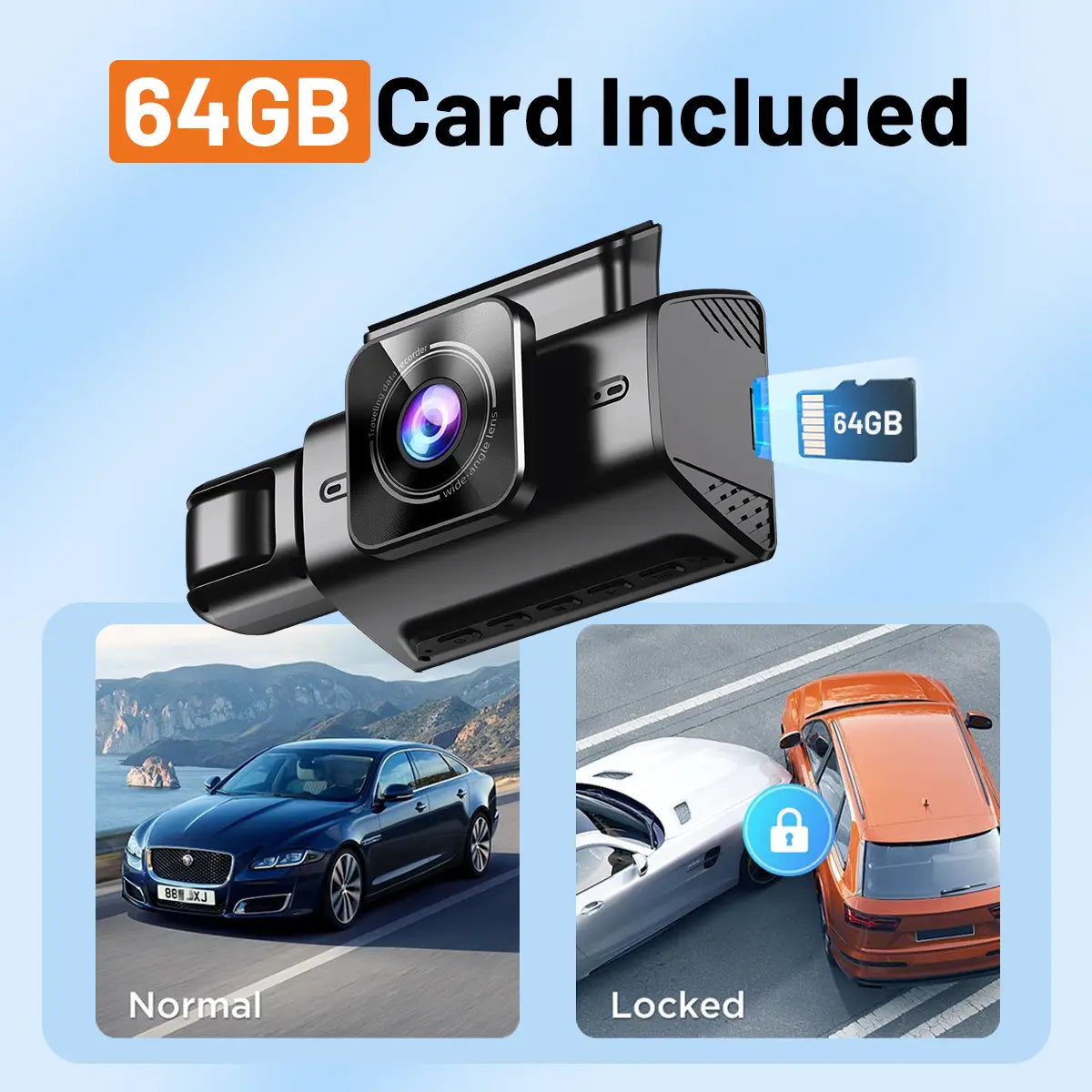 Dual Dash Cam Front and Inside,5G Wifi Car Camera with 64GB Card, 1080P ,Super Night Vision Dashboard Camera App Control