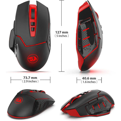 Redragon M690-1 Wireless Gaming Mouse - Black, 8 Buttons (2 Side Buttons), 2400 DPI with DPI Shifting, Ergonomic Design, PC Accessories, Computer Peripherals, Cool Gifts for Guys, Boy Gifts, Gamer Stuff