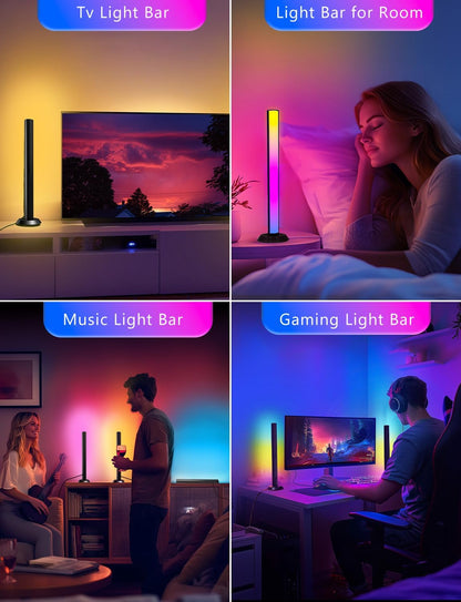 Smart LED Light Bar,Rgbicww TV Light Bars for Room,Gaming,Black | Remote and App Control,Color Changing,Timing,14 Inches TV Backlights with Scene and Music Modes,Multiple Placement Options