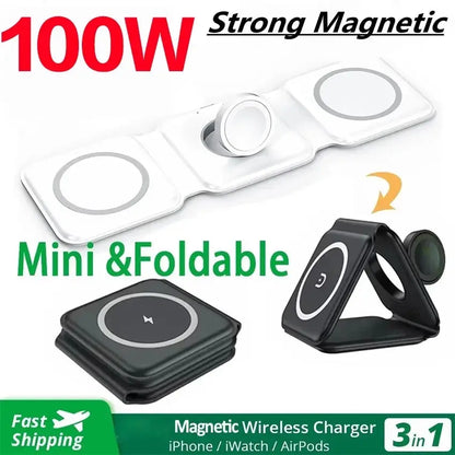3-In-1 Wireless Charging Station with Cable with Night Light. Charger Devices Smartphone