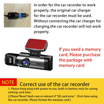 Full HD 1080P Dual Camera Dash Cam 3.16 Inch IPS Screen Car Driving Recorder with IR Night Vision G Sensor Loop Recording Parking Monitor Wide Angle Lens Accident Evidence Car Camera 4K Dashcam for Safety 24 Hour Parking Mode Car Accessories Electronics C