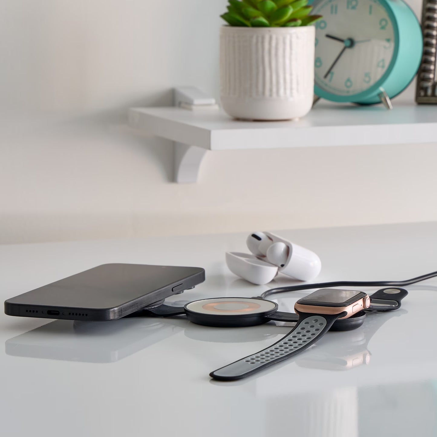 3-In-1 Wireless Charging Station, Fast Magnetic Charger for Iphone, Airpods & Apple Watch, Portable Design