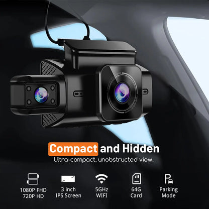Dual Dash Cam Front and Inside,5G Wifi Car Camera with 64GB Card, 1080P ,Super Night Vision Dashboard Camera App Control