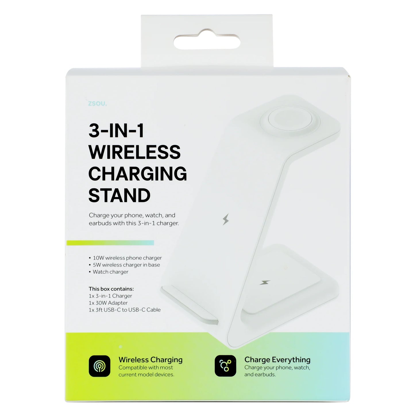 3-In-1 Wireless Charging Station for Iphone, Apple Watch, and Airpods, White