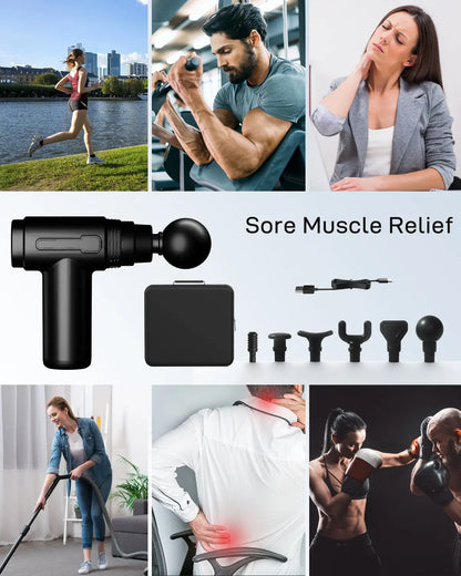 Mini Deep Tissue Massage Gun for Pain Relief & Muscle Therapy | Percussion Massage Devices with 20 Speeds, 6 Heads, Low Noise Level & EHISPER Technology, Lcd Touch Screen, Father'S Day, Lcd Display, Neck Care, Battery Powered, Gift, Durable, Gym, Silent,,