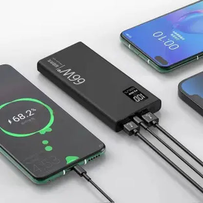 20000Mah 66W Fast Charging Power Bank PD 20W Portable Charger for Iphone Samsung Android - Black