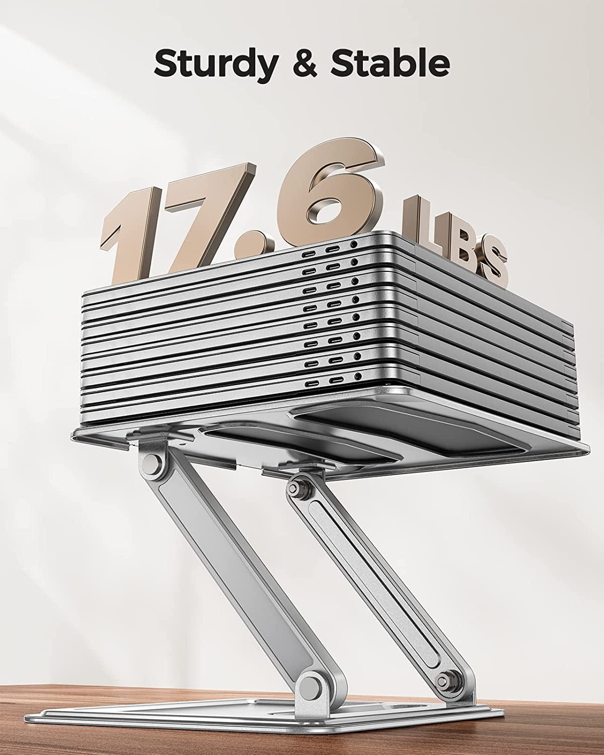 Adjustable Laptop Stand, Portable for 17.3Inch Laptops, Holds up to 17.6Lbs, Ergonomic Posture & Heat Dissipation