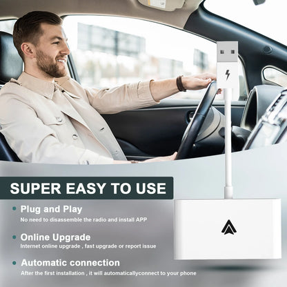Android Auto Wireless Adapter Plug and Play Car Dongle for Factory Wired Android Auto in All Cars - Low Latency and Easy to Install