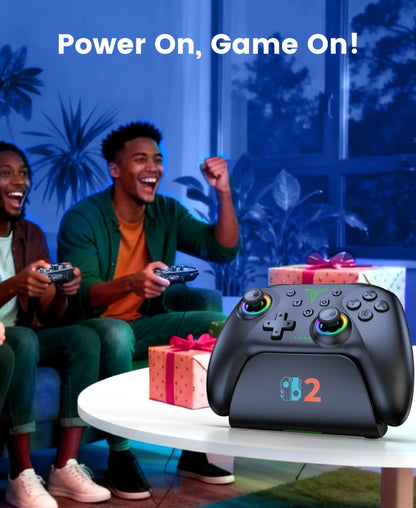 ESYWEN Switch 2 Pro Controller, 1000Mah Battery, Wireless Bluetooth Controller with Hall Effect Joysticks & Triggers, for Switch2/Switch/Switch Oled/Switch Lite, with 7 Light Modes/Paddle/Turbo/Motion/Charging Dock