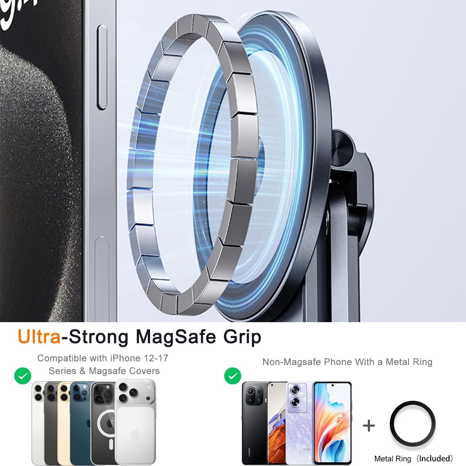 4-In-1 Foldable Laptop Stand, Portable Magnetic Phone Holder | N55 Magnets Magsafe Compatible, Pocket-Sized Tripod Handle for Macbook, Ipad, Travel & Vlog, Adjustable Ergonomic View Mount