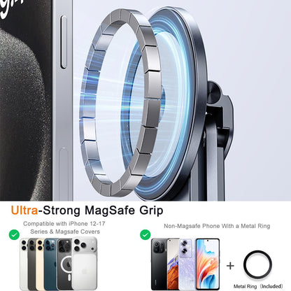 4-In-1 Foldable Laptop Stand, Portable Magnetic Phone Holder | N55 Magnets Magsafe Compatible, Pocket-Sized Tripod Handle for Macbook, Ipad, Travel & Vlog, Adjustable Ergonomic View Mount
