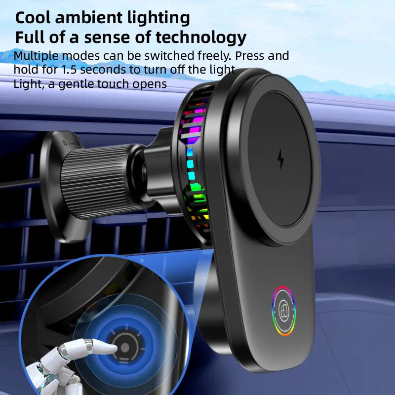 Car-Mounted Rotatable Charging Stand with Air Cooling System, 15W Fast Wireless Car Charger, Suitable for Iphone 17 16 15 14 13 Pro Max plus Mini, Air Vent Car Phone Holder Charger